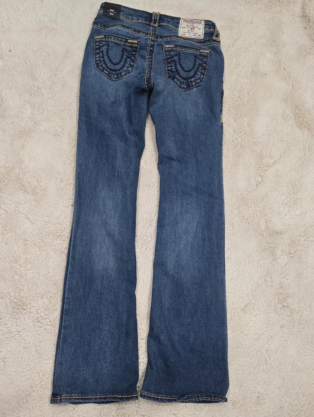 True Religion Women's Dark Blue Skinny Jeans with Contrasting Stitching - Picture 5 of 6